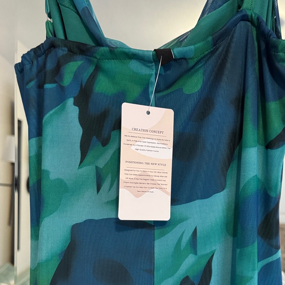 Sleeveless Cowl Maxi Dress in Teal and Navy Floral - Picture 2 of 5